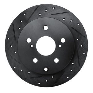 Pontiac Vibe Brake Rotor (1) - Rear Left - R1 Concepts - Drilled & Slotted - Black - `09-`13
